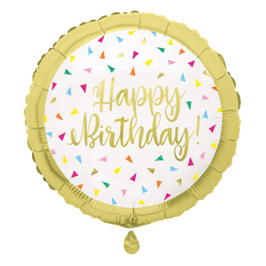 Bright Triangle Birthday Round Foil Balloon 17", Bulk