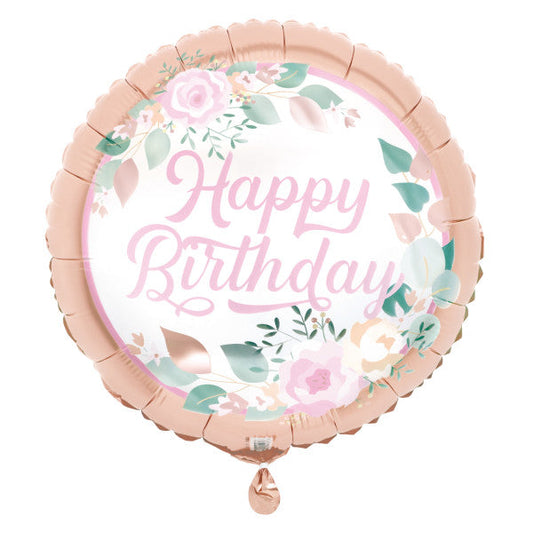 Pink Blooms Round Foil Balloon 17", Bulk