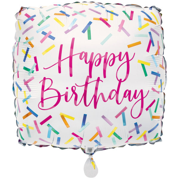 Pink Sprinkles Square Foil Balloon 18", Bulk