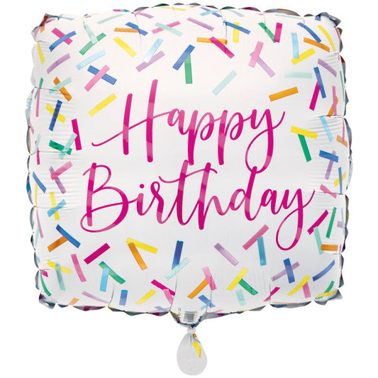 Pink Sprinkles Square Foil Balloon 18", Bulk
