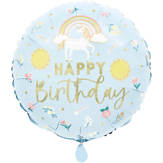 Dainty Unicorn Round Foil Balloon 17", Bulk