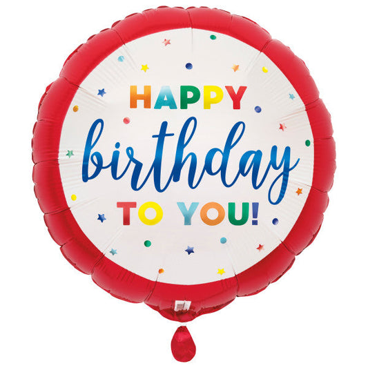 Dots & Stars Birthday Round Foil Balloon 17", Bulk