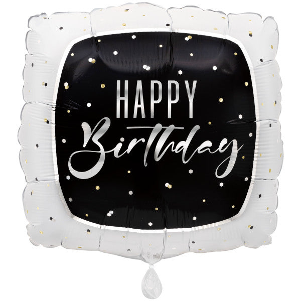 Silver Happy Birthday Square Foil Balloon 18", Bulk