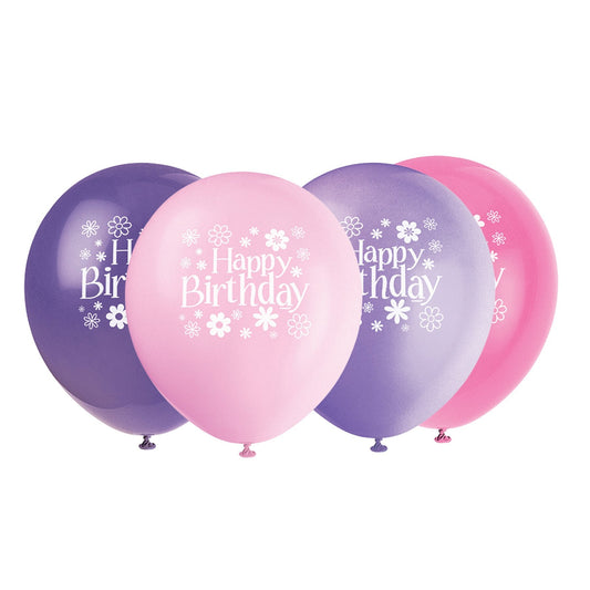 Birthday Blossoms 12" Latex Balloons, 8ct