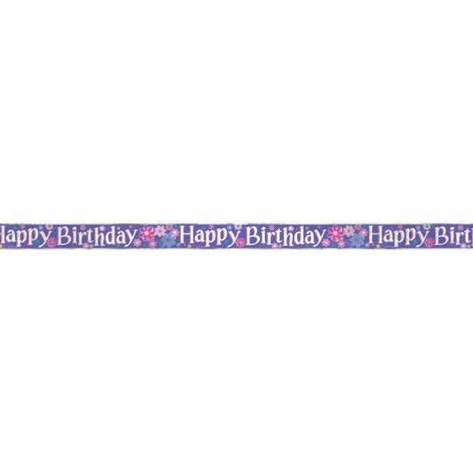 Birthday Blossoms Foil Banner, 12 ft