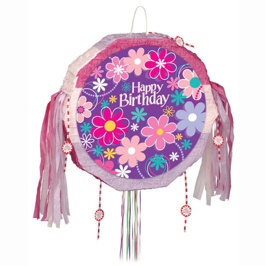 Birthday Blossoms Drum Pull Pop Out Pinata