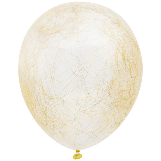 Clear 12" Latex Balloons Filled with Gold Tinsel, 6ct