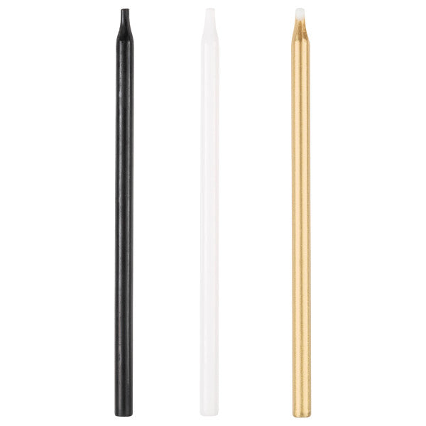 Black, Gold, & White Assorted 5" Birthday Candles, 20ct