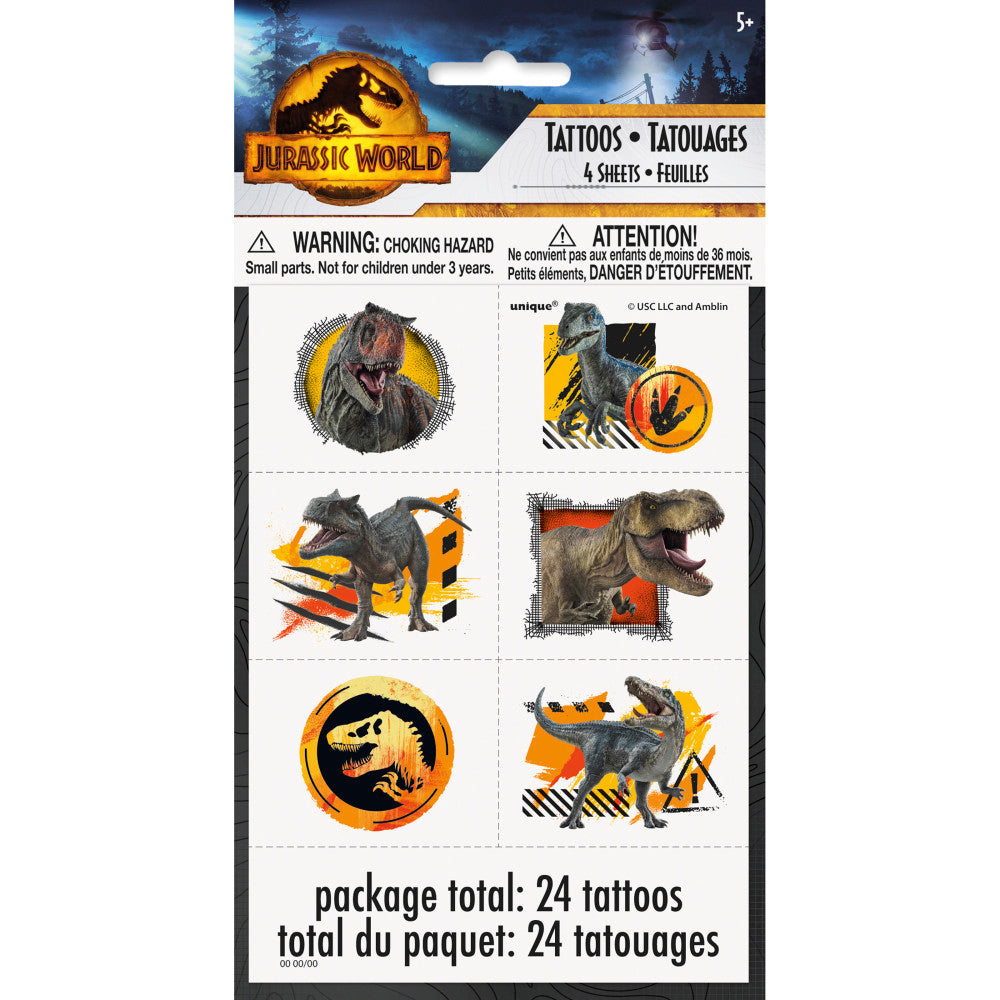 Jurassic World 3 Tattoos, 24ct
