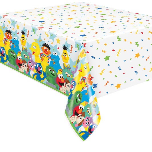 Sesame Street Rectangular Plastic Table Cover, 54" x 84" - Short Fold