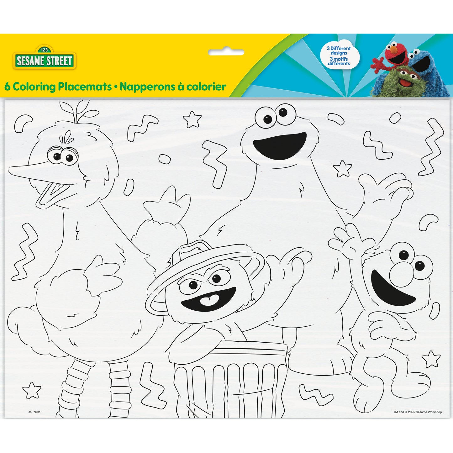 Sesame Street Coloring Paper Placemats, 6ct