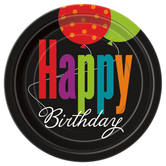 Birthday Cheer Round 7" Dessert Plates, 8ct