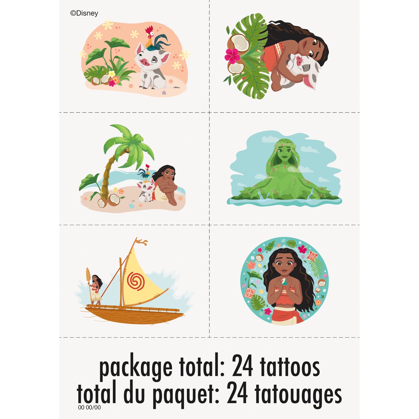 Disney Moana Tattoos, 24ct