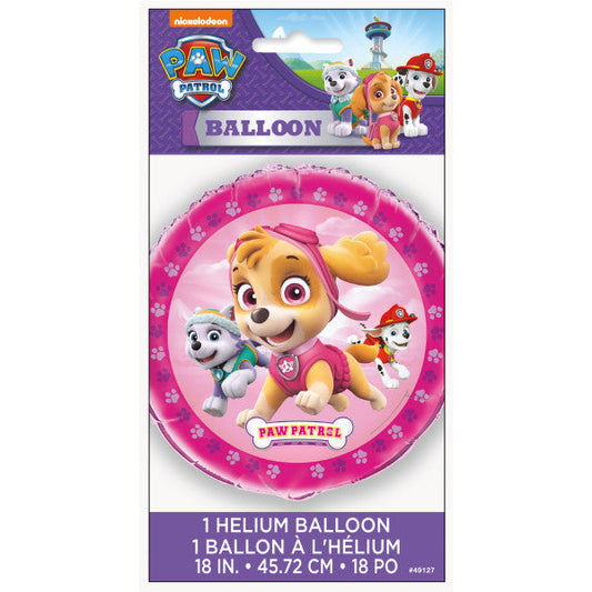 Paw Patrol Girl Round Foil Balloon 18", Packaged