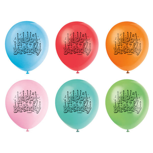 Assorted Color "Happy Birthday" 9" Latex Balloons, 15ct