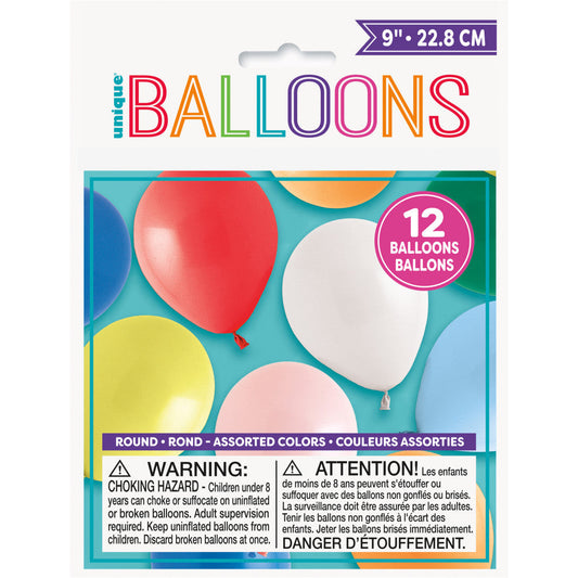 9" Round Latex Balloons, 12ct