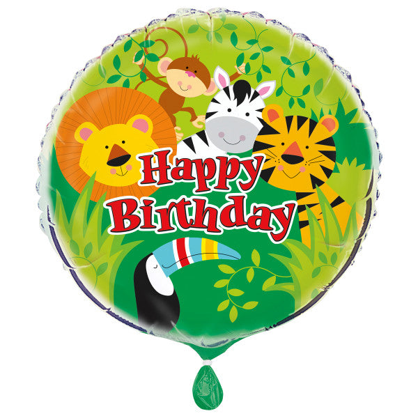 Animal Jungle Round Foil Balloon 18", Packaged