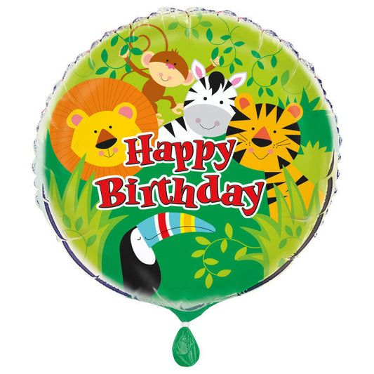 Animal Jungle Round Foil Balloon 18", Packaged