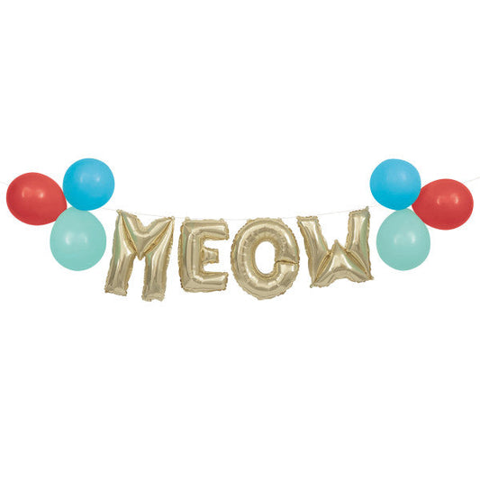 Pawty Animals "Meow" Latex & Foil Letter Balloon Banner Kit