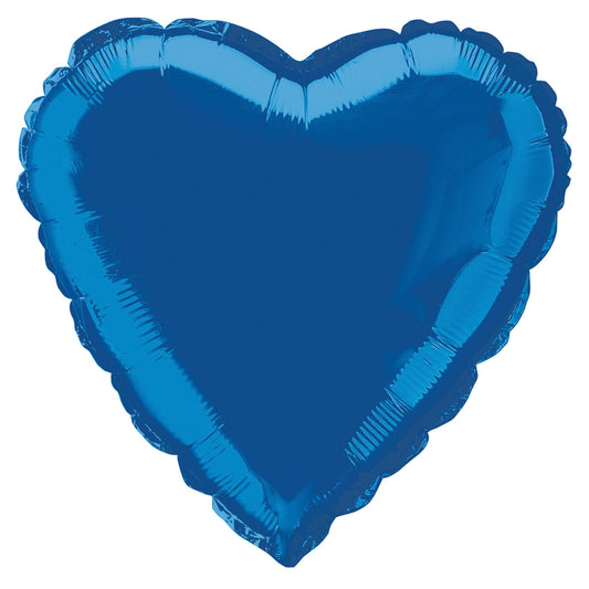 Royal Blue Solid Heart Foil Balloon 18", Bulk