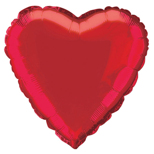 Red Solid Heart Foil Balloon 18", Bulk