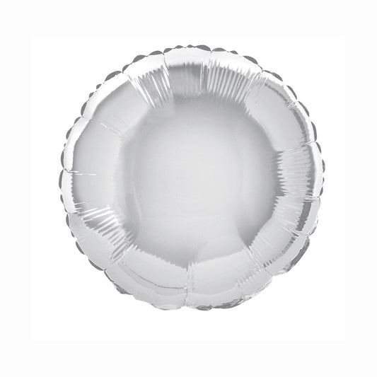 Silver Solid Round Foil Balloon 18", Bulk