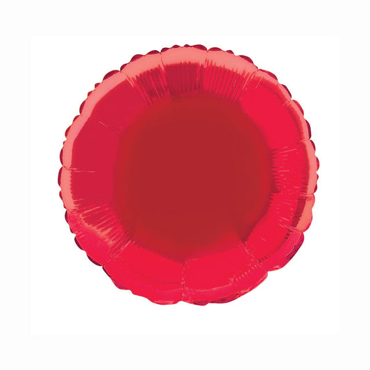 Red Solid Round Foil Balloon 18", Bulk