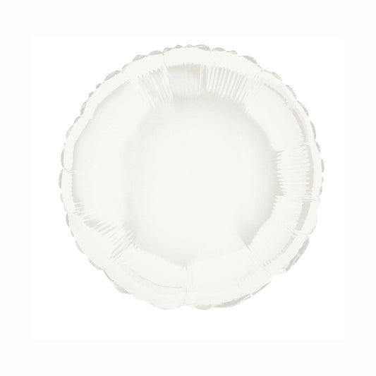 White Solid Round Foil Balloon 18", Bulk