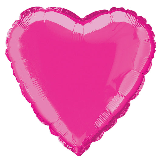 Hot Pink Solid Heart Foil Balloon 18", Bulk