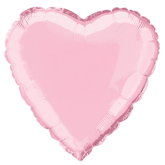 Pastel Pink Solid Heart Foil Balloon 18", Bulk