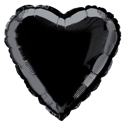 Black Solid Heart Foil Balloon 18", Bulk