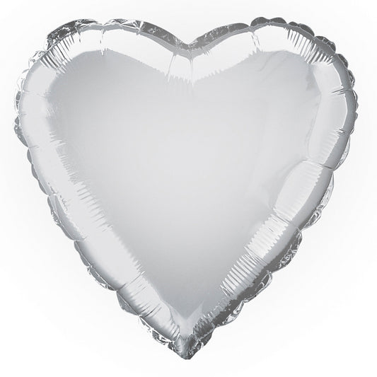 Solid Heart Foil Balloon 18", Packaged - Silver