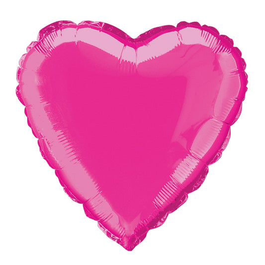 Solid Heart Foil Balloon 18", Packaged - Hot Pink