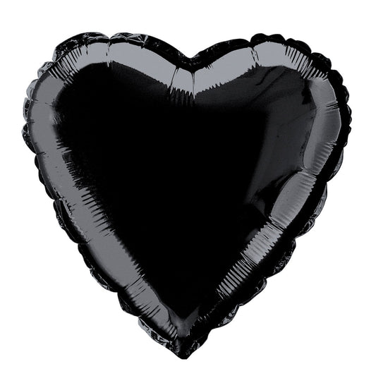 Solid Heart Foil Balloon 18", Packaged - Black