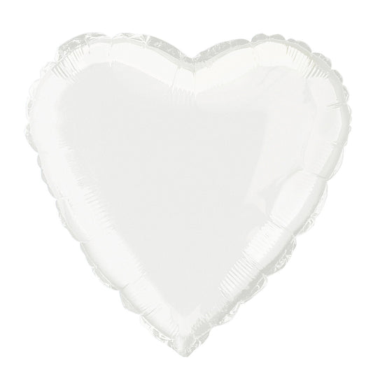 Solid Heart Foil Balloon 18", Packaged - White