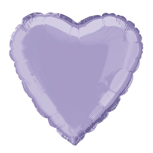 Solid Heart Foil Balloon 18", Packaged - Lavender