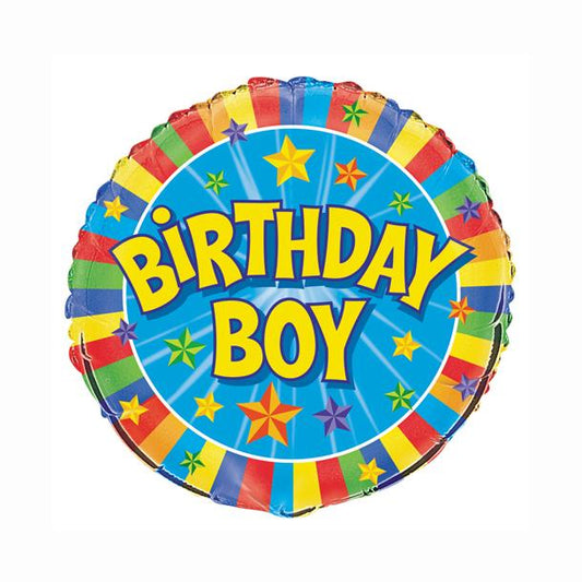 Birthday Boy Round Foil Balloon 18", Bulk