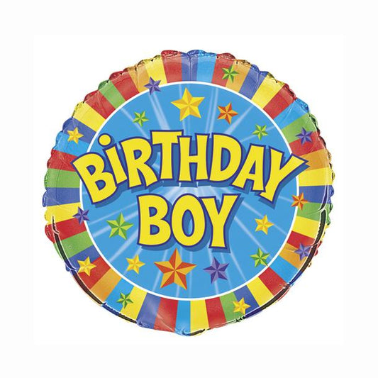 Birthday Boy Round Foil Balloon 18", Packaged