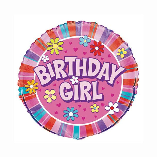 Birthday Girl Round Foil Balloon 18", Bulk