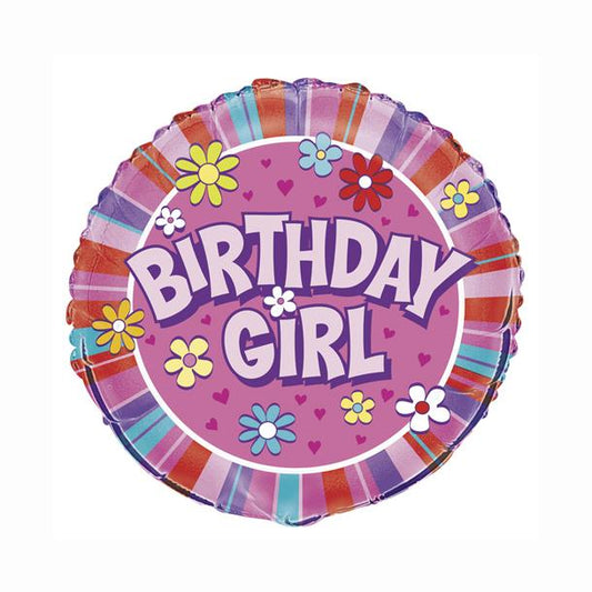 Birthday Girl Round Foil Balloon 18", Packaged