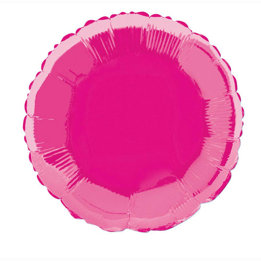 Solid Round Foil Balloon 18", Packaged - Hot Pink