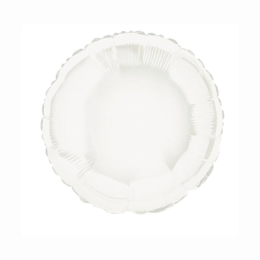 Solid Round Foil Balloon 18", Packaged - White