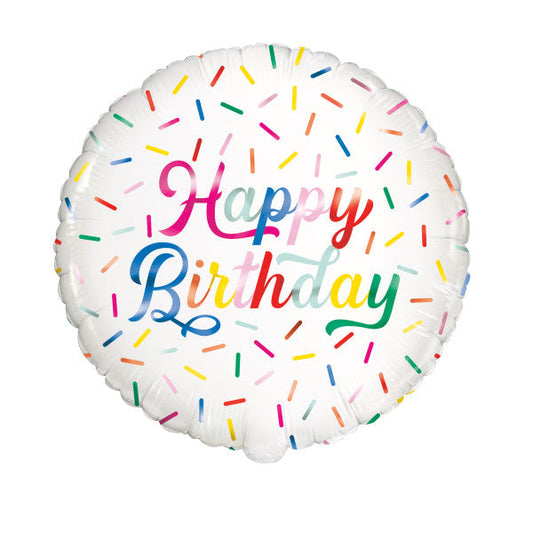 Birthday Sprinkle Happy Birthday Round Foil Balloon 18", Bulk