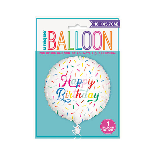 Birthday Sprinkle Happy Birthday Round Foil Balloon 18", Package