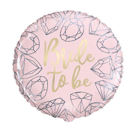 Pink Diamond Bride to Be Round Foil Balloon 18", Bulk