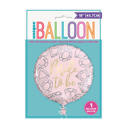 Pink Diamond Bride to Be Round Foil Balloon 18", Package
