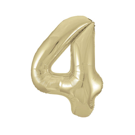 Gold Number 4 Shaped Foil Balloon 34", Packaged