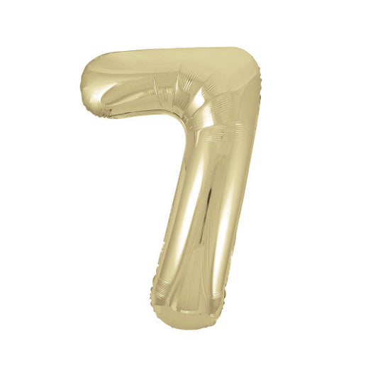 Gold Number 7 Shaped Foil Balloon 34", Packaged