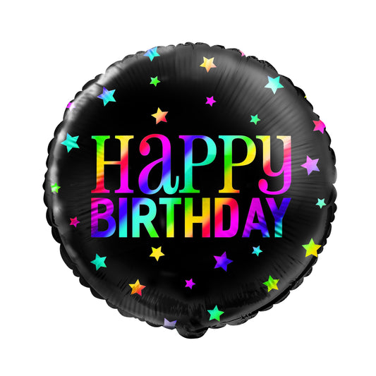 Rainbow Happy Birthday Round Foil Balloon 18", Bulk
