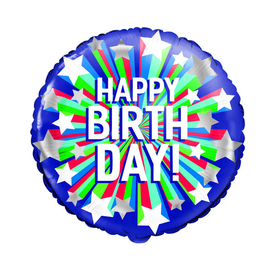 Shooting Star Happy Birthday Round Foil Balloon 18",  Bulk